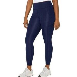 Fabletics Women's Oasis Pureluxe  High Waist Pockets Leggings Navy Medium NWT